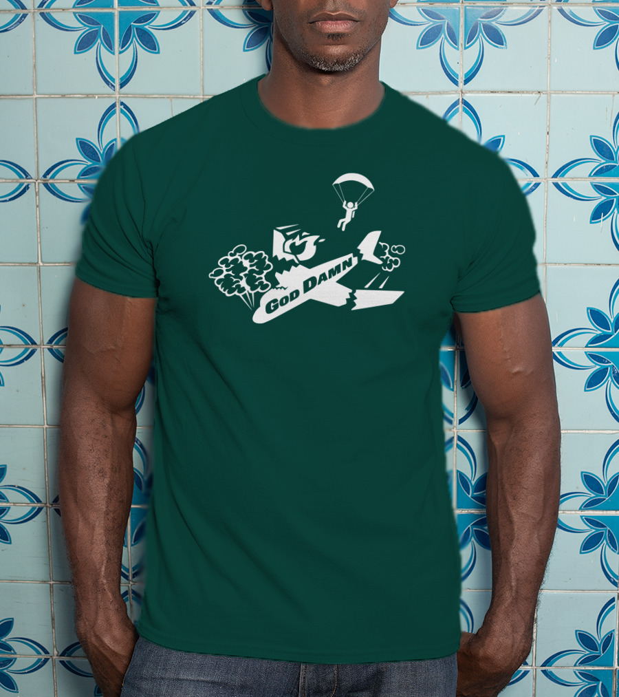 God Damn 3.0 Airplane Parachute Text Kfc T-Shirt