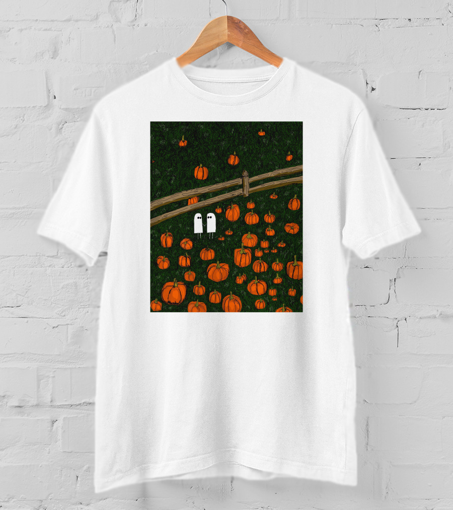Nadiatheartist Shop Date Night Ghosts In Pumpkin Patch T-Shirt