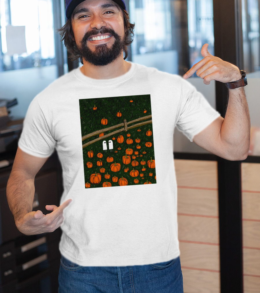 Nadiatheartist Shop Date Night Ghosts In Pumpkin Patch T-Shirt