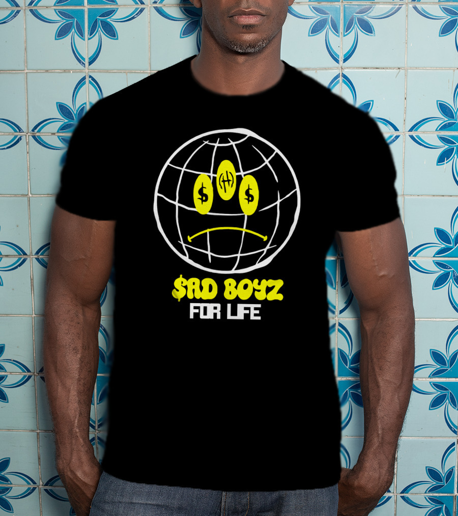 Rancho Humilde Store Sad Boyz For Life Global Emoticon With Dollar Sign Eyes T-Shirt