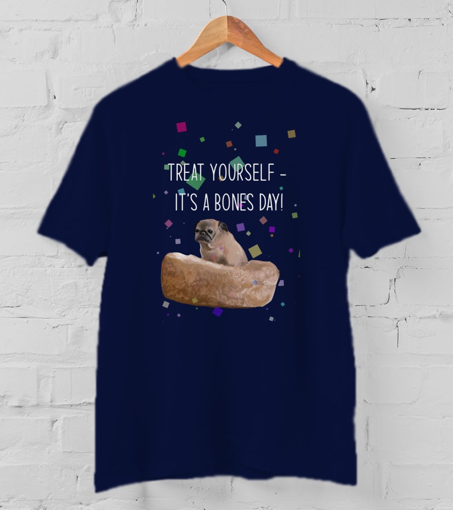 Treat Yourself It's A Bones Day NoodleThreadless Pug Confetti T-Shirt