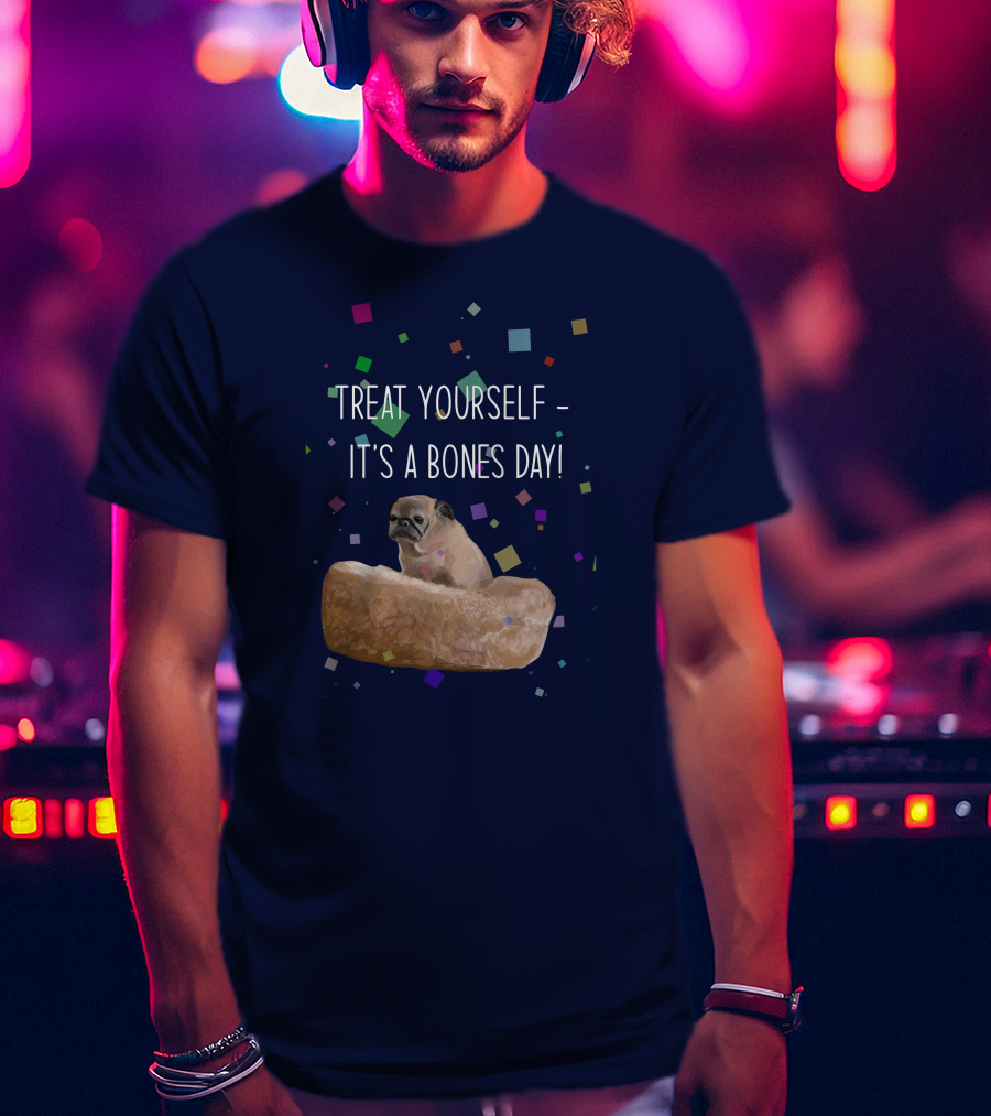 Treat Yourself It's A Bones Day NoodleThreadless Pug Confetti T-Shirt