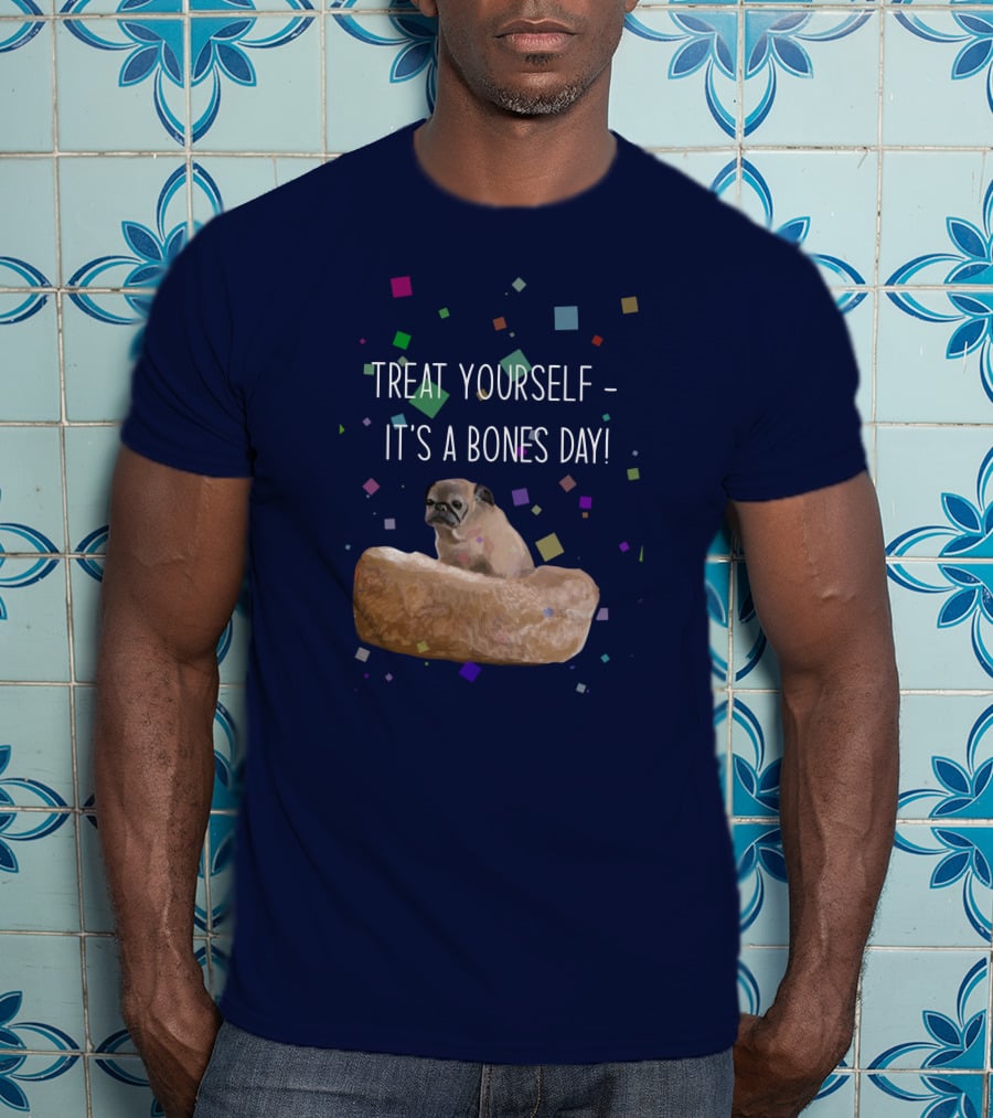 Treat Yourself It's A Bones Day NoodleThreadless Pug Confetti T-Shirt