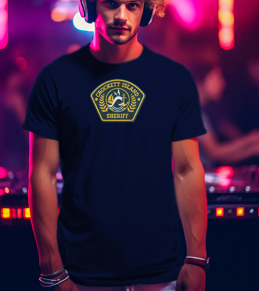 Crockett Island Sheriff Badge By Kevin McDermott Ocean Anchor Wave Emblem T-Shirt