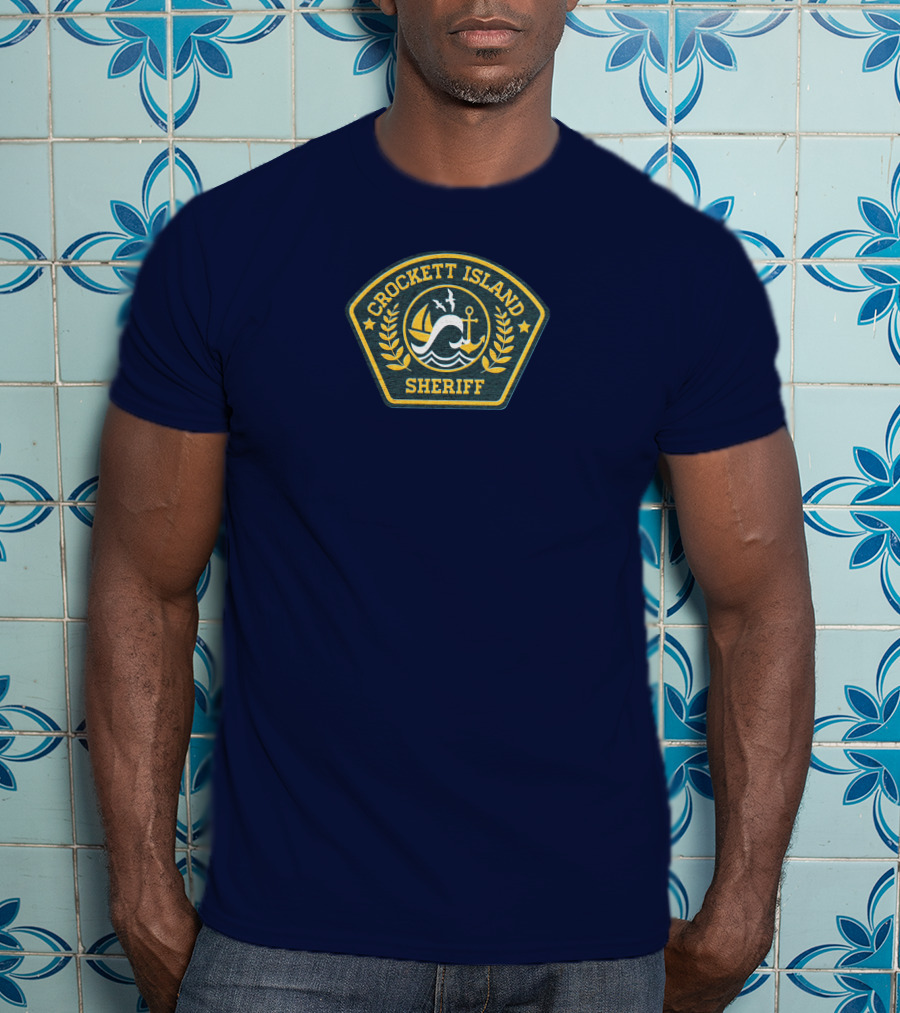 Crockett Island Sheriff Badge By Kevin McDermott Ocean Anchor Wave Emblem T-Shirt