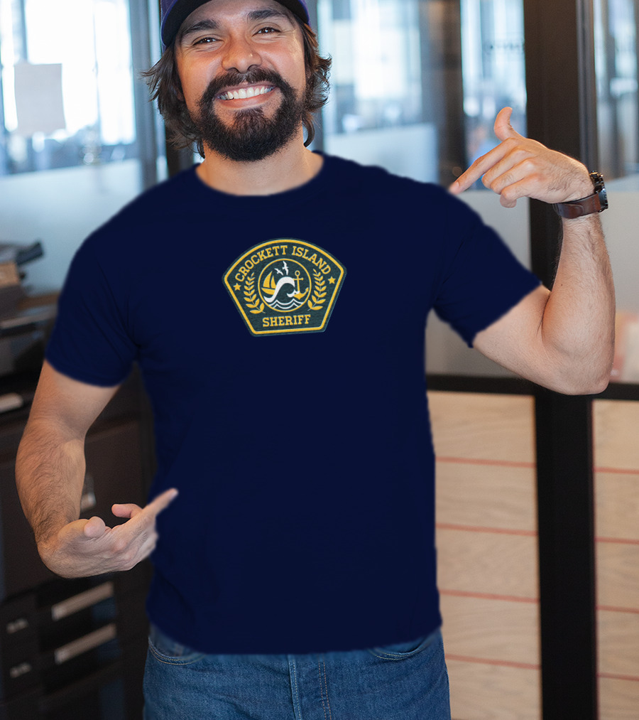 Crockett Island Sheriff Badge By Kevin McDermott Ocean Anchor Wave Emblem T-Shirt