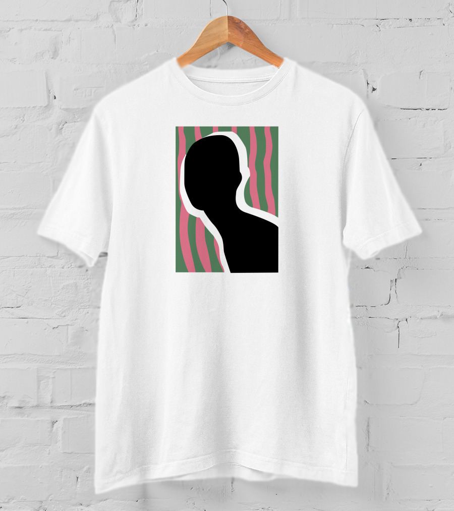 Everpress Shop Inner Talk Silhouette With Pink And Green Wavy Background T-Shirt