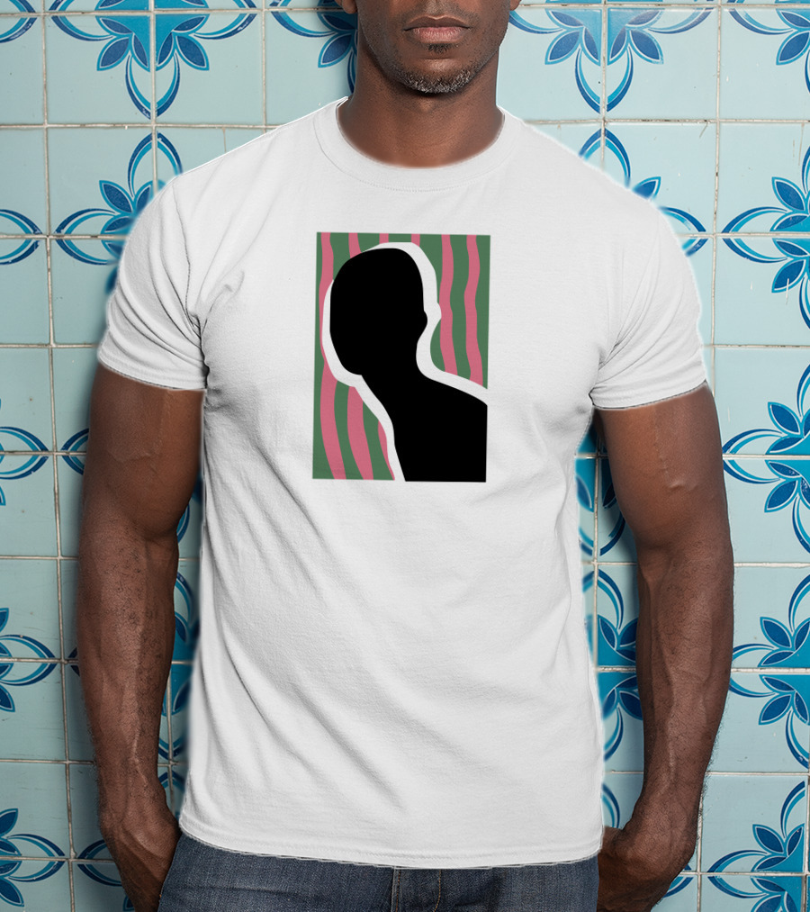 Everpress Shop Inner Talk Silhouette With Pink And Green Wavy Background T-Shirt