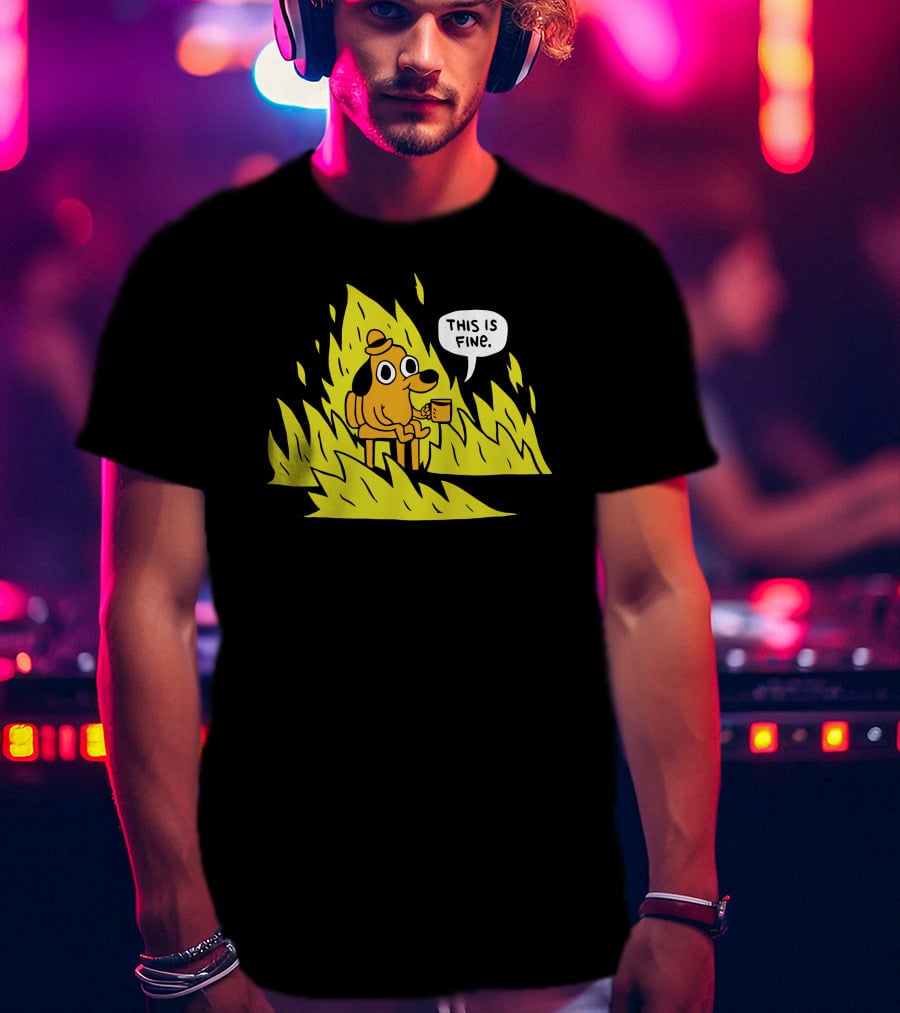 Topatoco Store This Is Fine Dog Meme Daniel Kibblesmith T-Shirt
