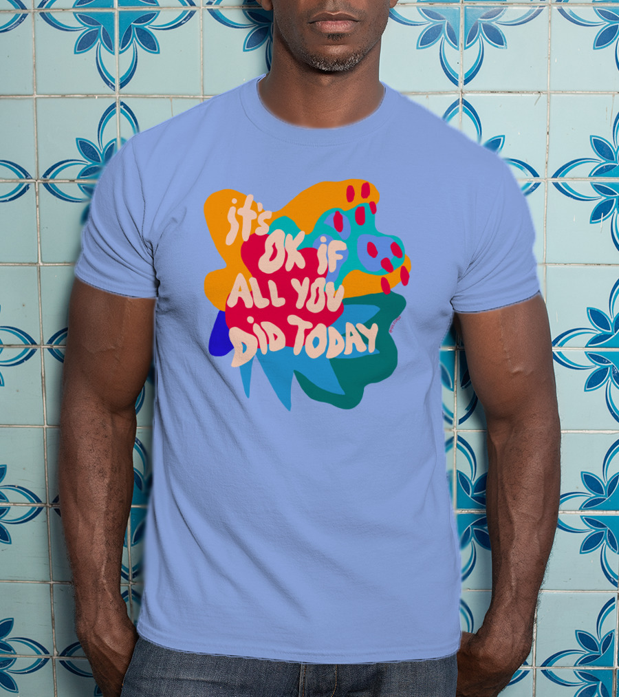Soleoado Leȯ It's Ok If All You Did Today Colorful Abstract Text T-Shirt