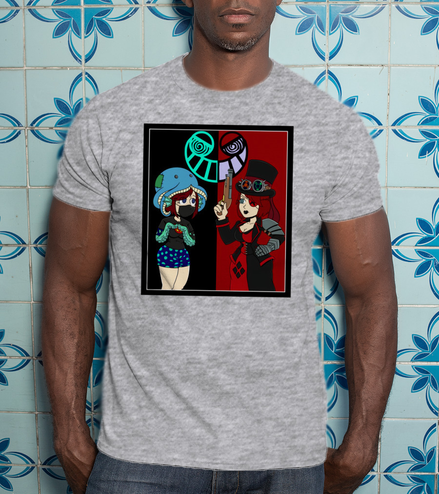 Frenemies Forever Threadless Blowing Off Steam Misssteam Steampunk And Aquatic Duel T-Shirt