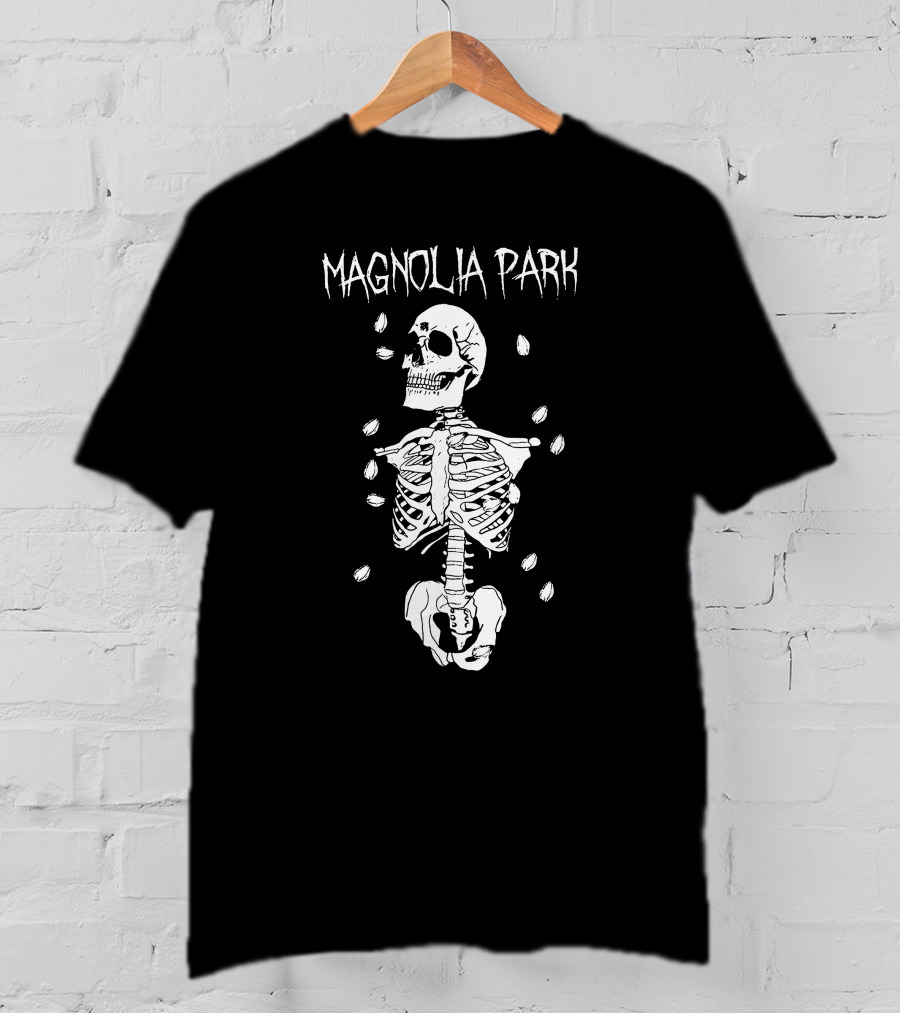 Magnolia Park Skeleton Design With Petals T-Shirt