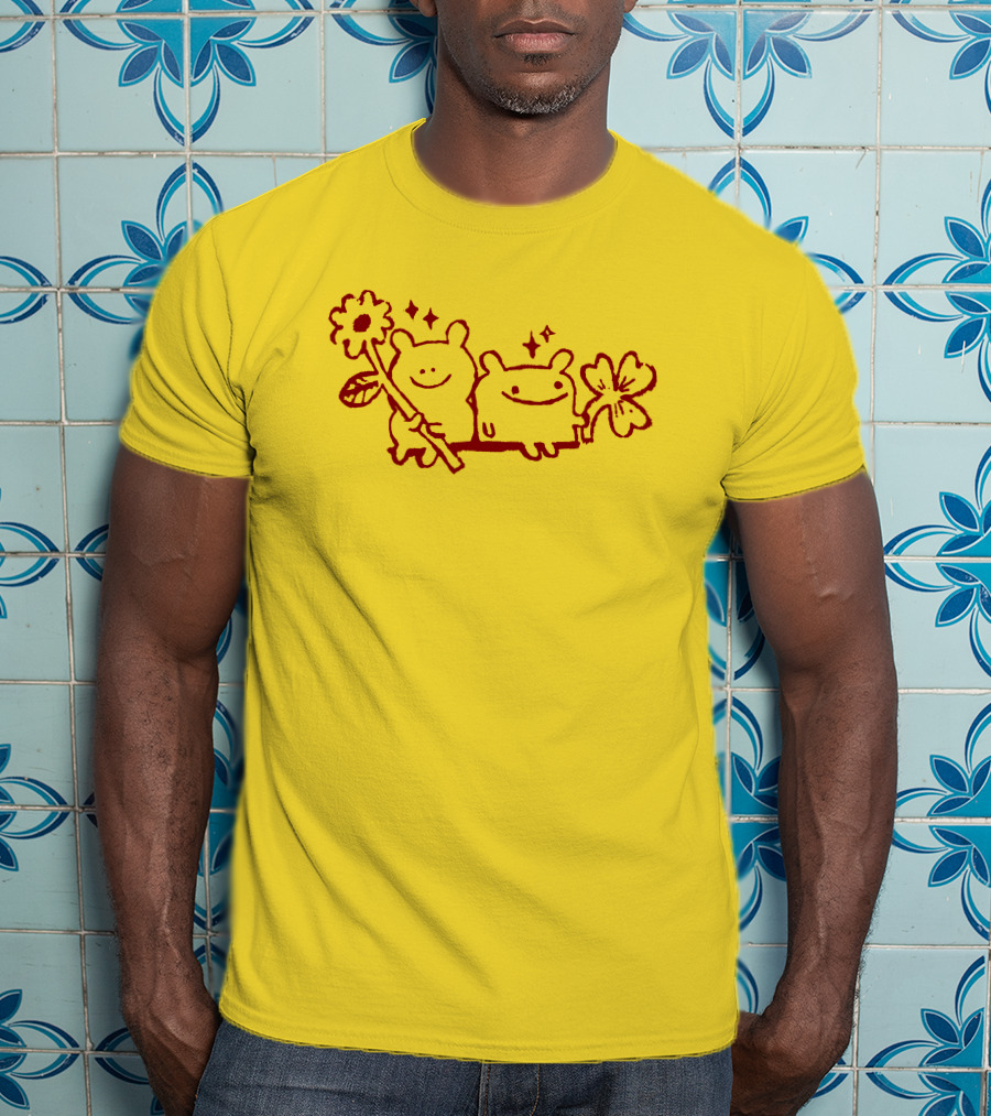 Megan Rose Ruiz Bear Friends Meg Zavala Cute Smiling Flower Duo T-Shirt