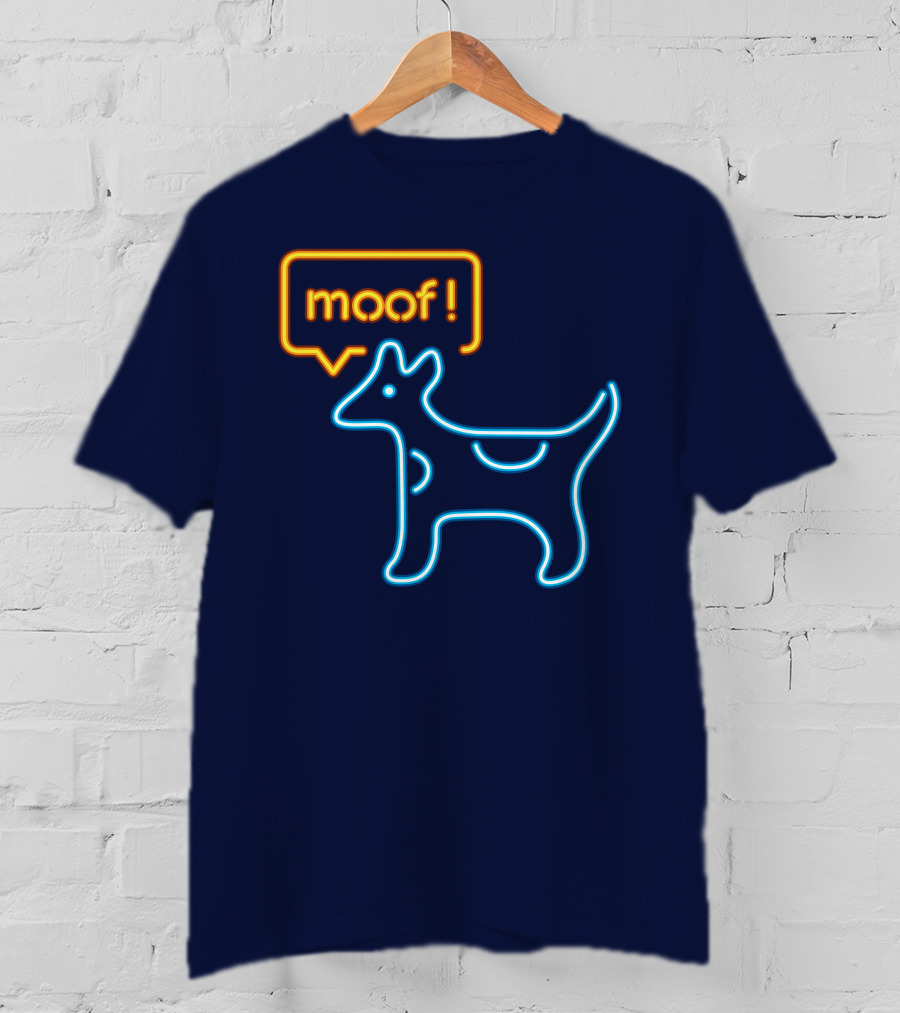 Bureau W W Dog Moof Ged Maheux Cow Neon Outline T-Shirt
