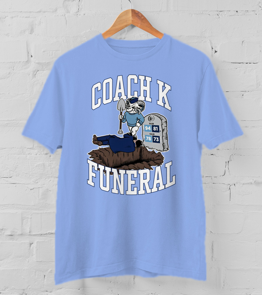 Big Cat Coach K Funeral Digging Cartoon Shovel Logo Dave Portnoy T-Shirt