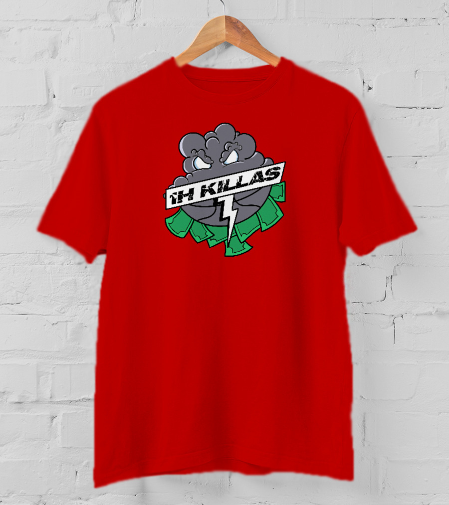 1H Killas Angry Cloud With Lightning And Money T-Shirt
