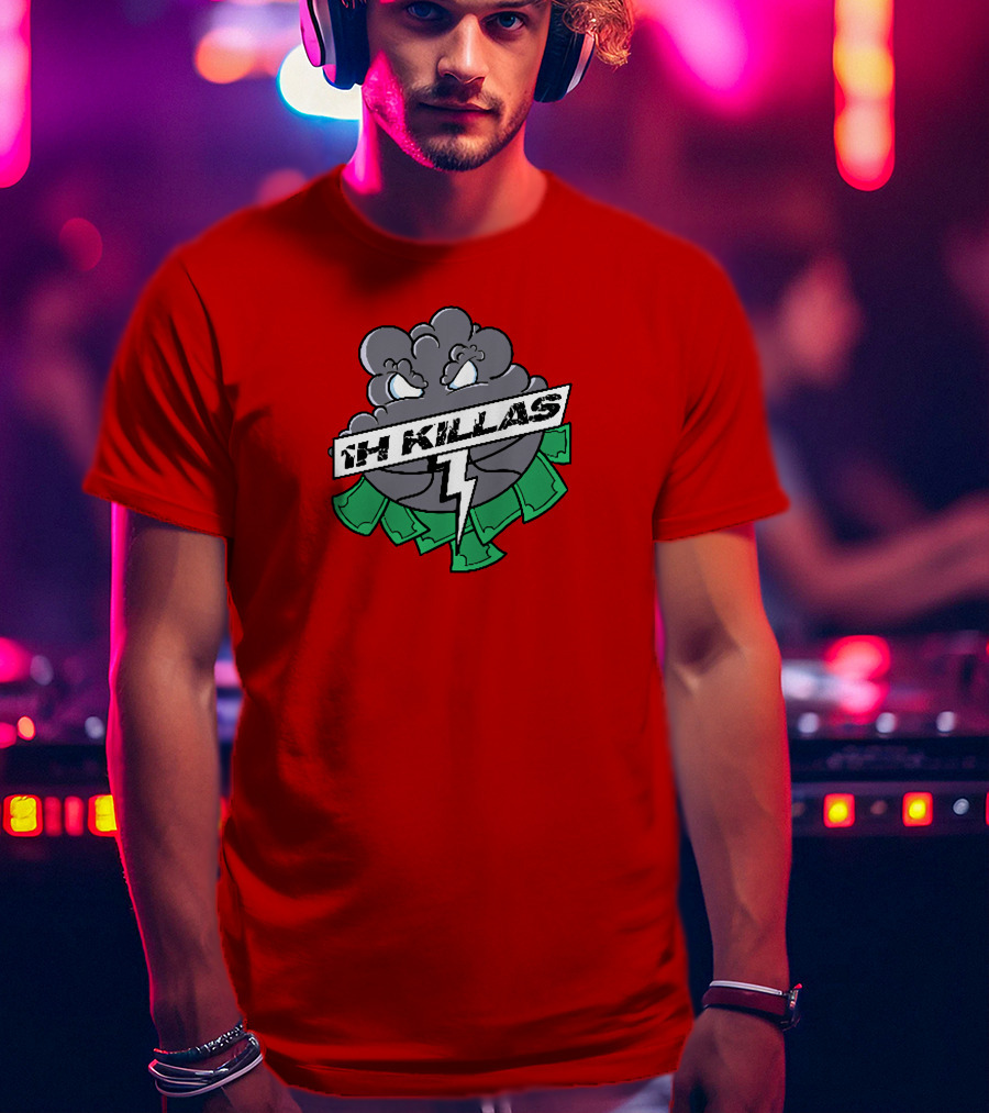 1H Killas Angry Cloud With Lightning And Money T-Shirt