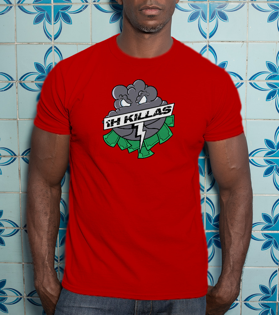 1H Killas Angry Cloud With Lightning And Money T-Shirt