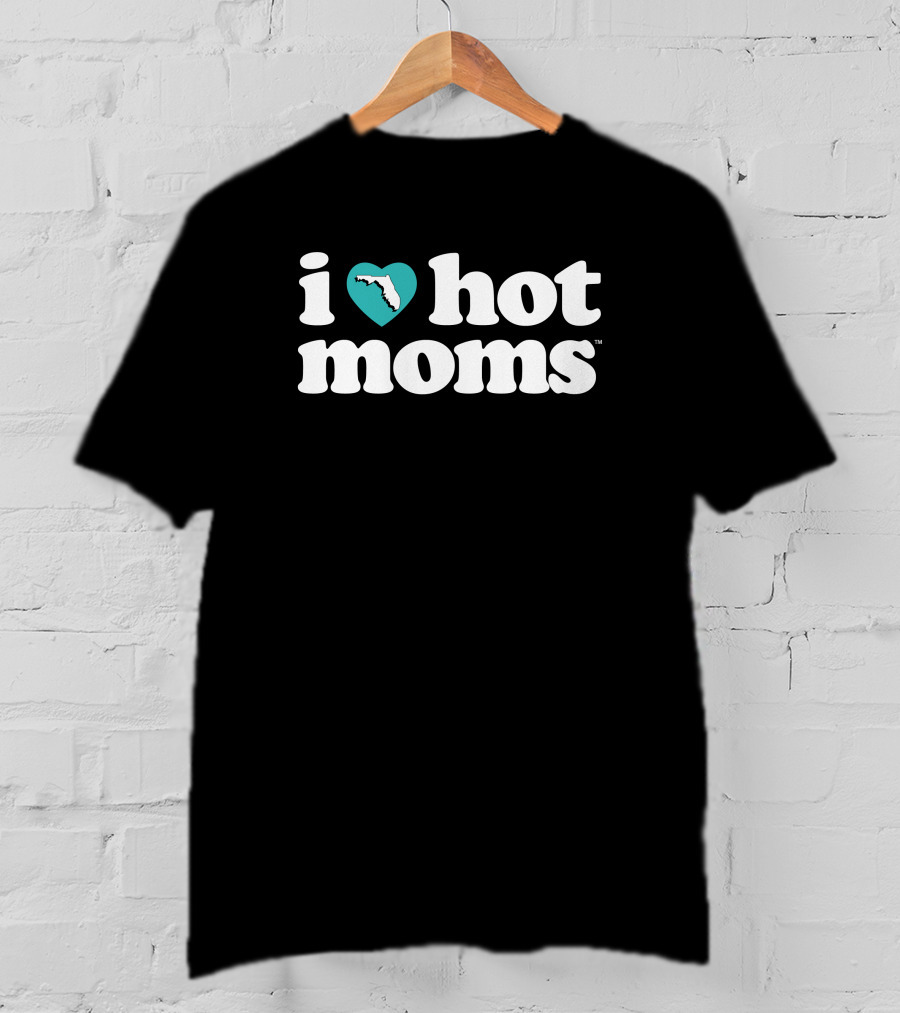 I Love Hot Mom Florida Charity Heart Shape Icon Map T-Shirt