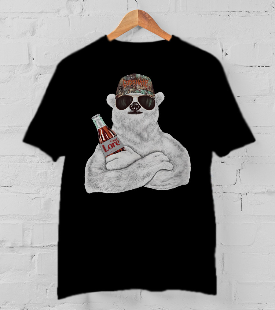 Crosswater Hardlore Polar Bear With Sunglasses And Soda Bottle T-Shirt
