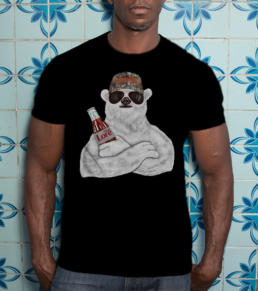 Crosswater Hardlore Polar Bear With Sunglasses And Soda Bottle T-Shirt