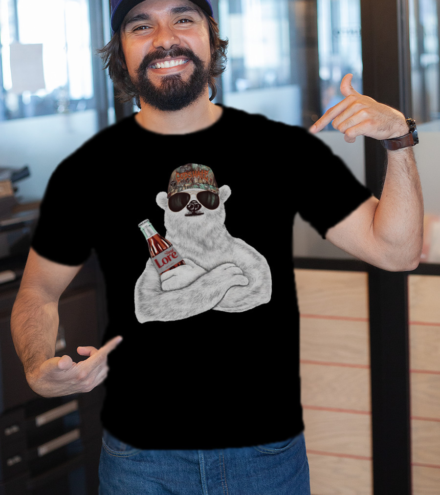 Crosswater Hardlore Polar Bear With Sunglasses And Soda Bottle T-Shirt