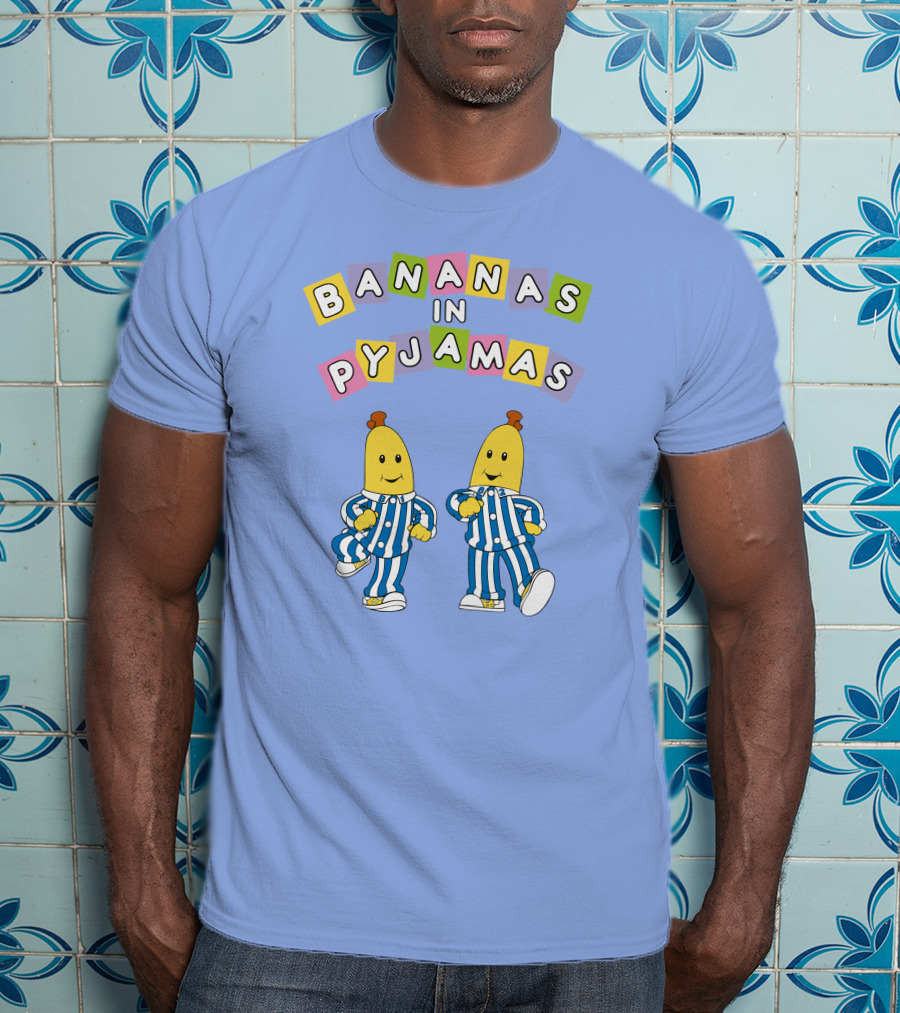 Bananas In Pyjamas Cartoon Characters In Blue And White Striped Outfits T-Shirt