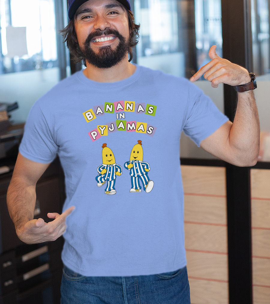 Bananas In Pyjamas Cartoon Characters In Blue And White Striped Outfits T-Shirt
