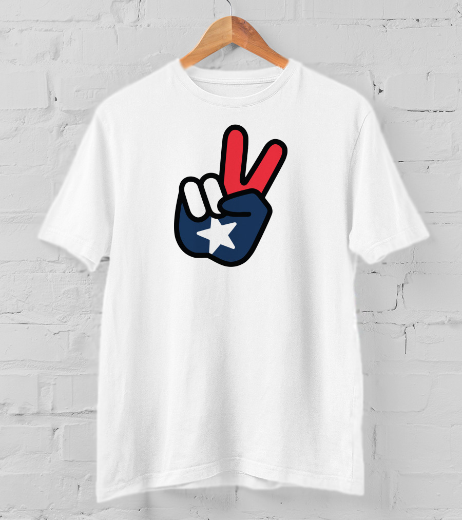 Peace Sign American Flag Star Gesture T-Shirt