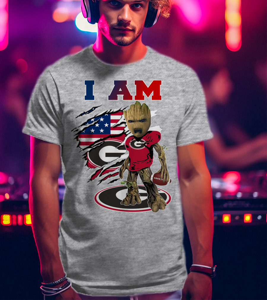 I Am Groot Bulldogs Georgia Football American Flag T-Shirt