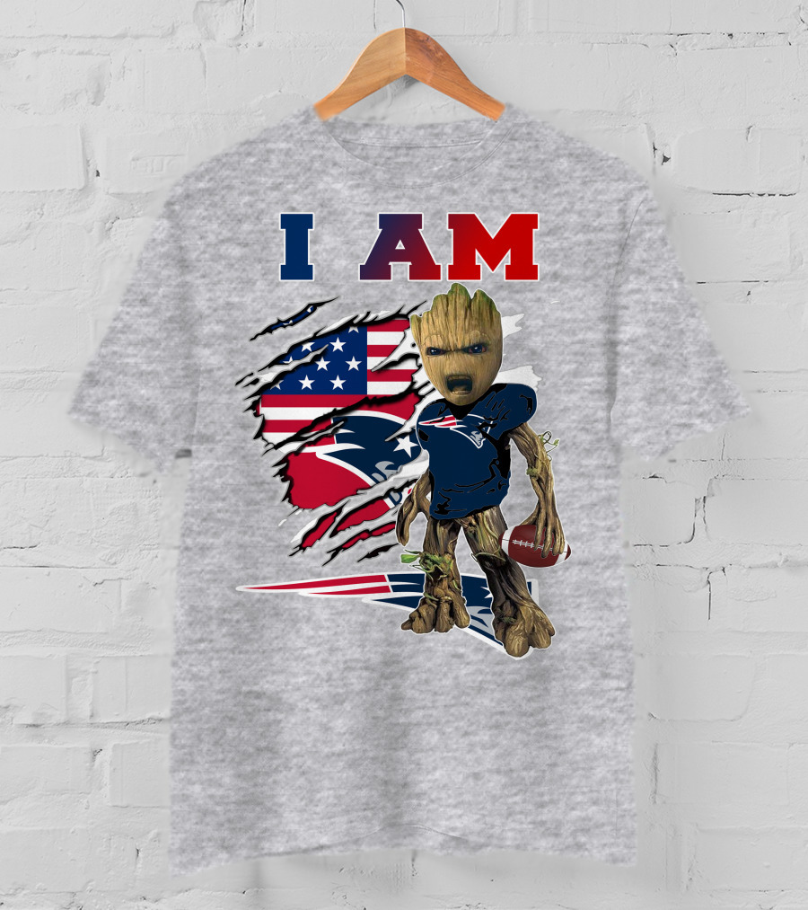 I Am Patriots Baby Groot Football Fan T-Shirt