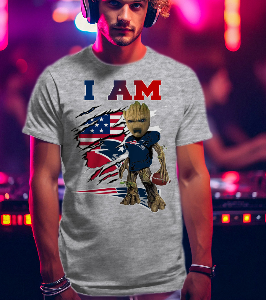 I Am Patriots Baby Groot Football Fan T-Shirt