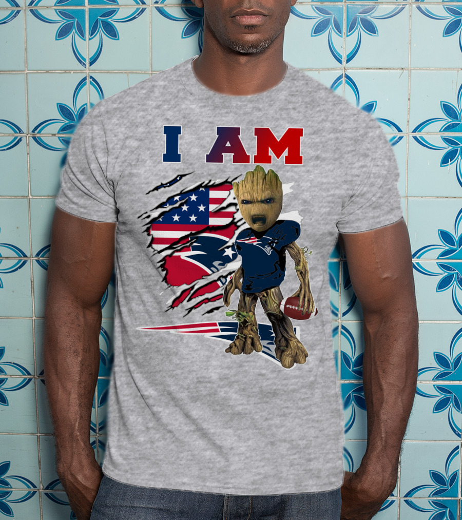 I Am Patriots Baby Groot Football Fan T-Shirt