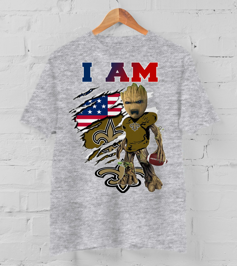 I Am Baby Groot Saints Football Team Spirit T-Shirt