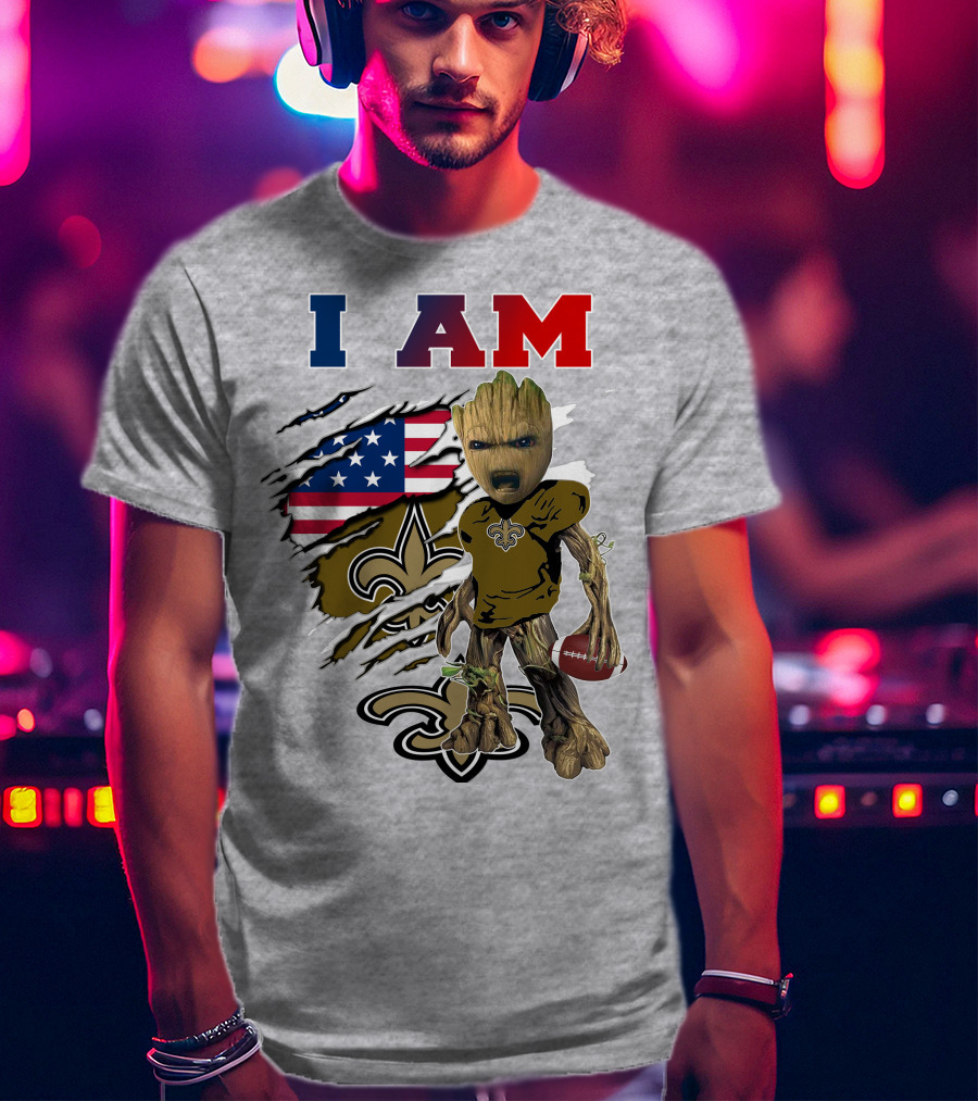 I Am Baby Groot Saints Football Team Spirit T-Shirt