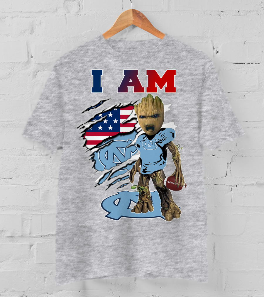 I Am Groot North Carolina Tar Heels Football USA Flag T-Shirt