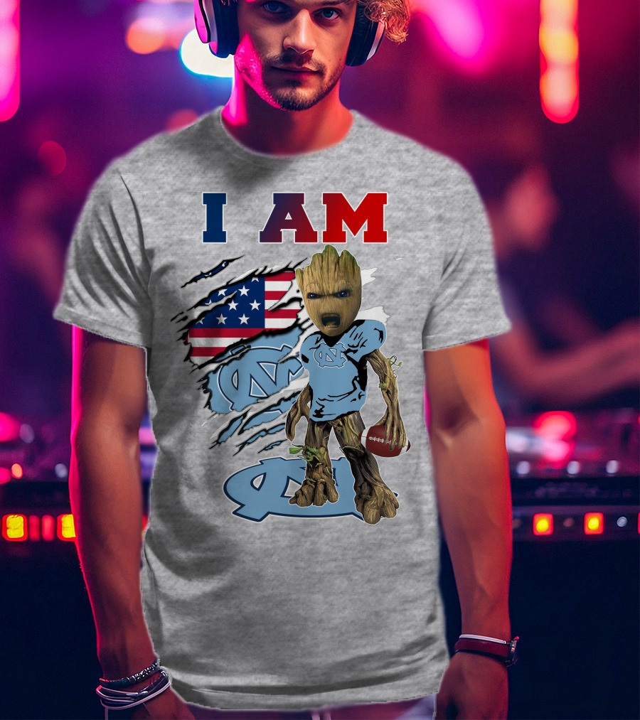 I Am Groot North Carolina Tar Heels Football USA Flag T-Shirt