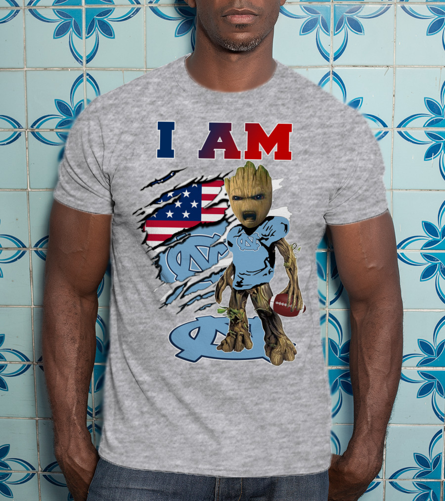 I Am Groot North Carolina Tar Heels Football USA Flag T-Shirt