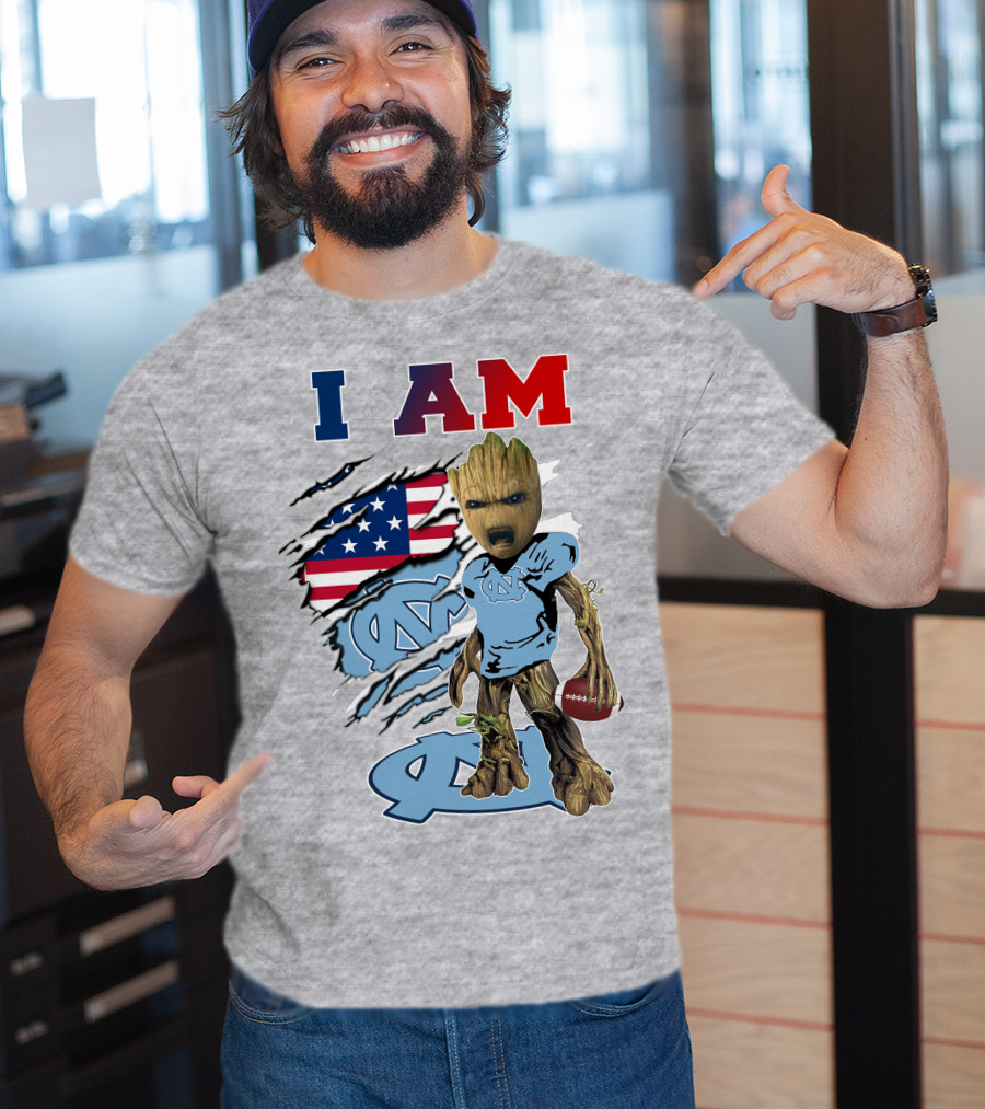 I Am Groot North Carolina Tar Heels Football USA Flag T-Shirt