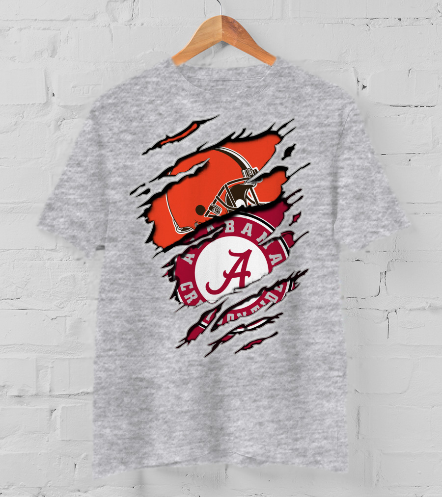Alabama Crimson Tide Cleveland Browns Football Fan Crossover T-Shirt