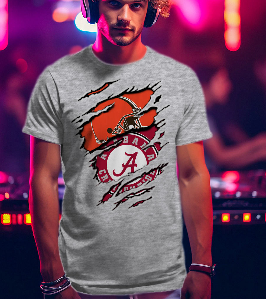 Alabama Crimson Tide Cleveland Browns Football Fan Crossover T-Shirt
