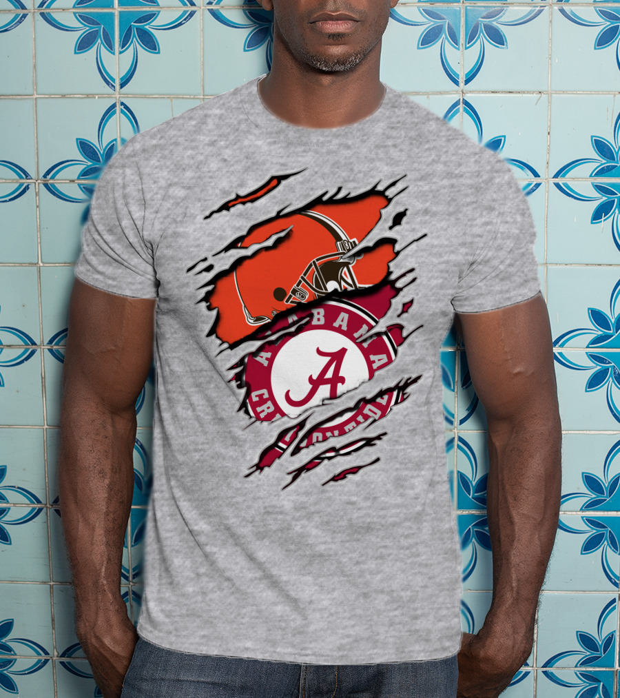 Alabama Crimson Tide Cleveland Browns Football Fan Crossover T-Shirt