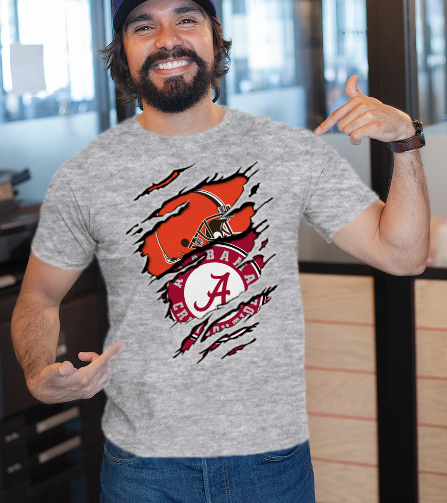 Alabama Crimson Tide Cleveland Browns Football Fan Crossover T-Shirt