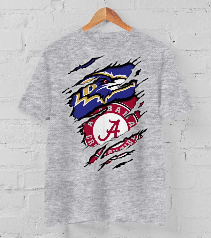 Baltimore Ravens Alabama Crimson Tide Logo Mashup T-Shirt