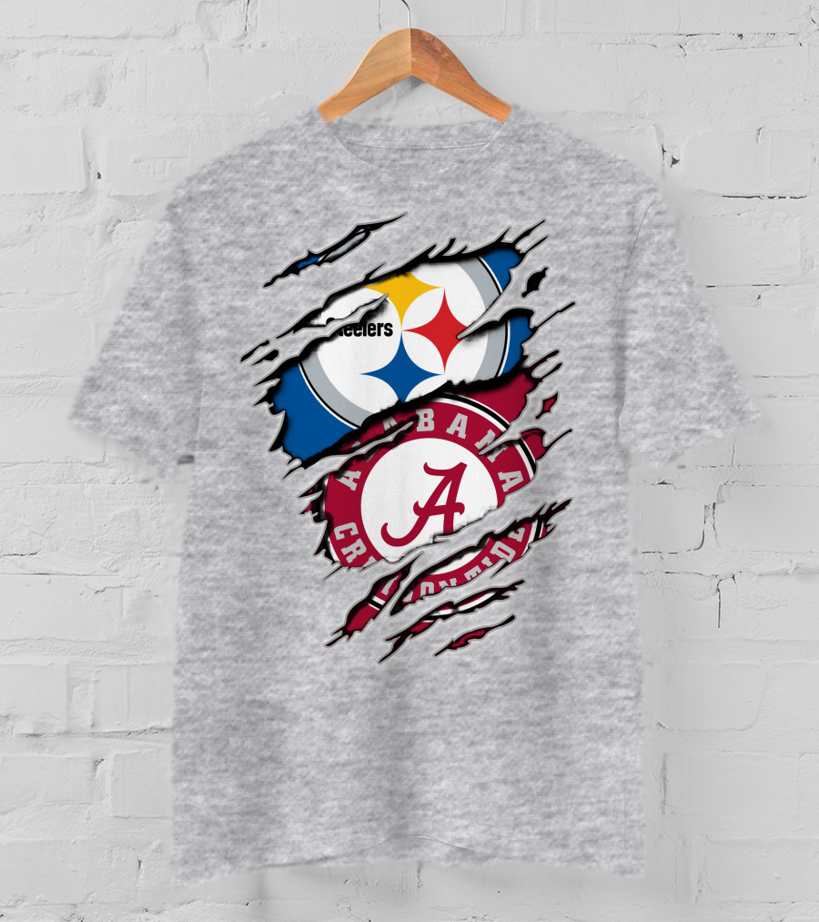 Alabama Crimson Tide Steelers Logo Crossover T-Shirt