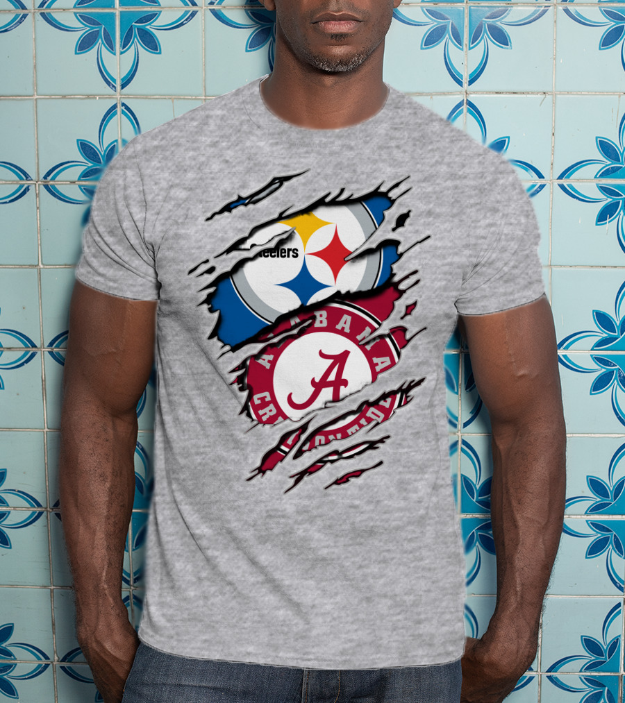 Alabama Crimson Tide Steelers Logo Crossover T-Shirt