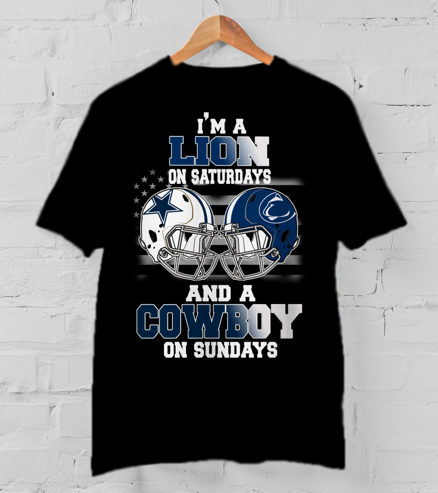 I'm A Lion On Saturdays And A Cowboy On Sundays Football Helmets T-Shirt