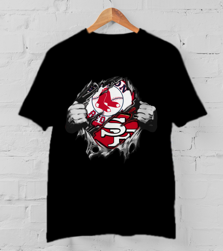 49ers Redsox Collaboration Dual Loyalty Sports Fan Fusion T-Shirt