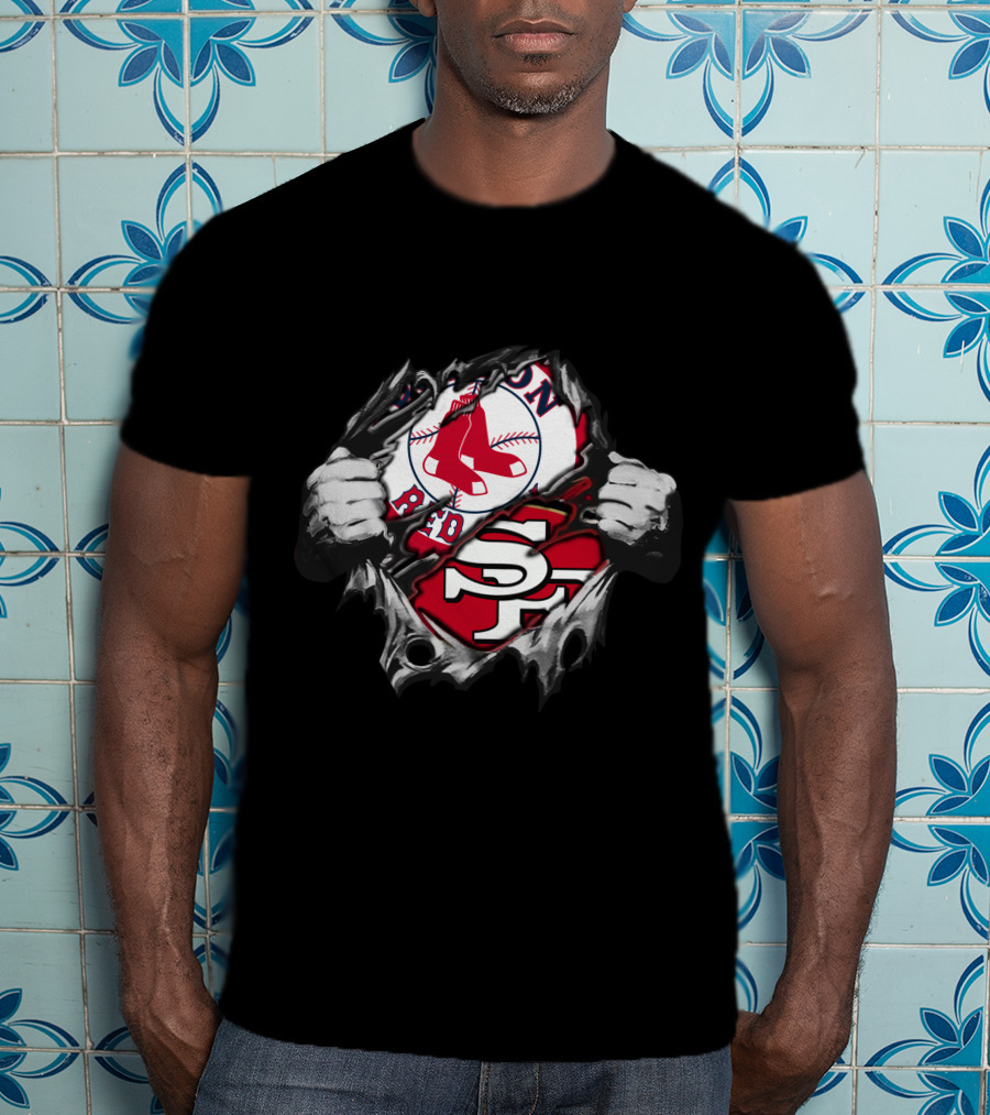 49ers Redsox Collaboration Dual Loyalty Sports Fan Fusion T-Shirt