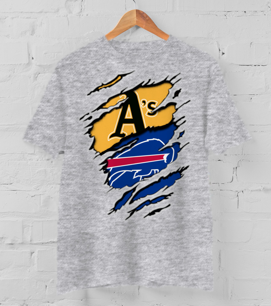 Buffalo Bills Oakland Athletics Mashup Tear T-Shirt